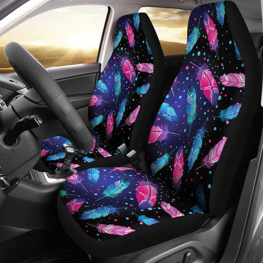 Feather Colorful Boho Design Print Universal Fit Car Seat Covers