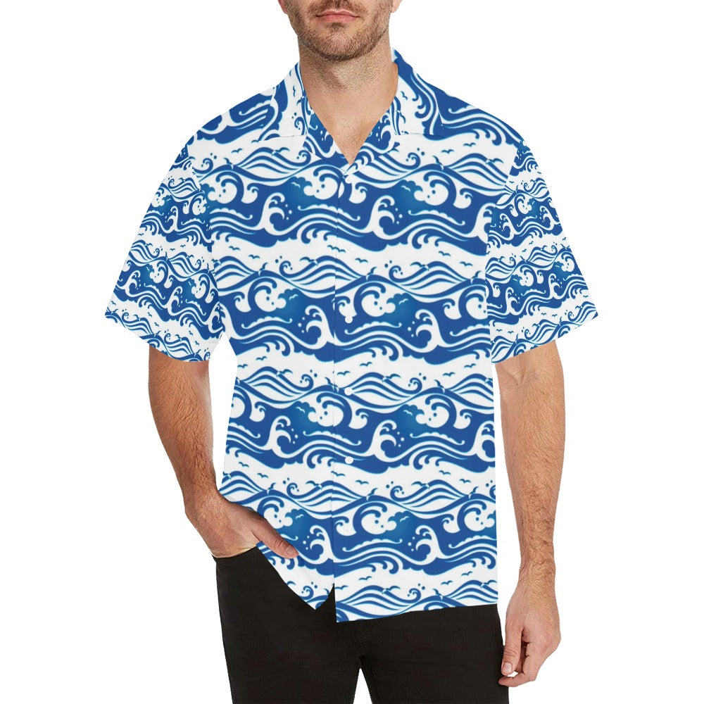 Wave Print Design LKS303 Men's Hawaiian Shirt