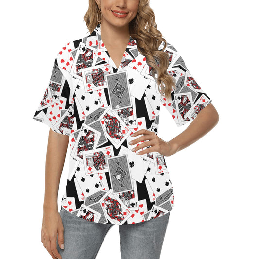 Poker Cards Pattern Print Design A04 Women's Hawaiian Shirt