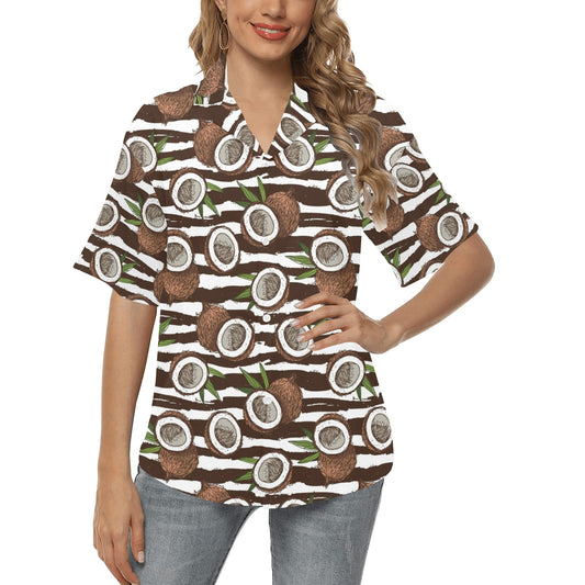 Coconut Pattern Print Design CN04 Women's Hawaiian Shirt