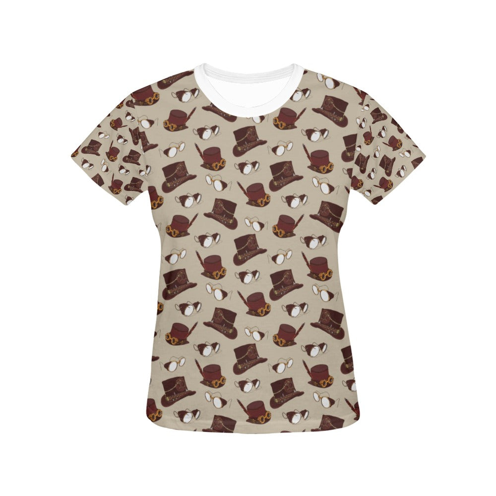 Steampunk Hat Print Design LKS301 Women's  T-shirt