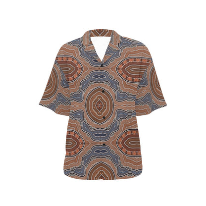 Aboriginal Pattern Print Design 01 Women's Hawaiian Shirt