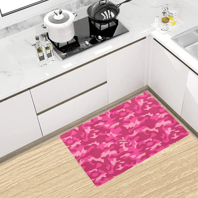 Camo Pink Pattern Print Design 01 Kitchen Mat