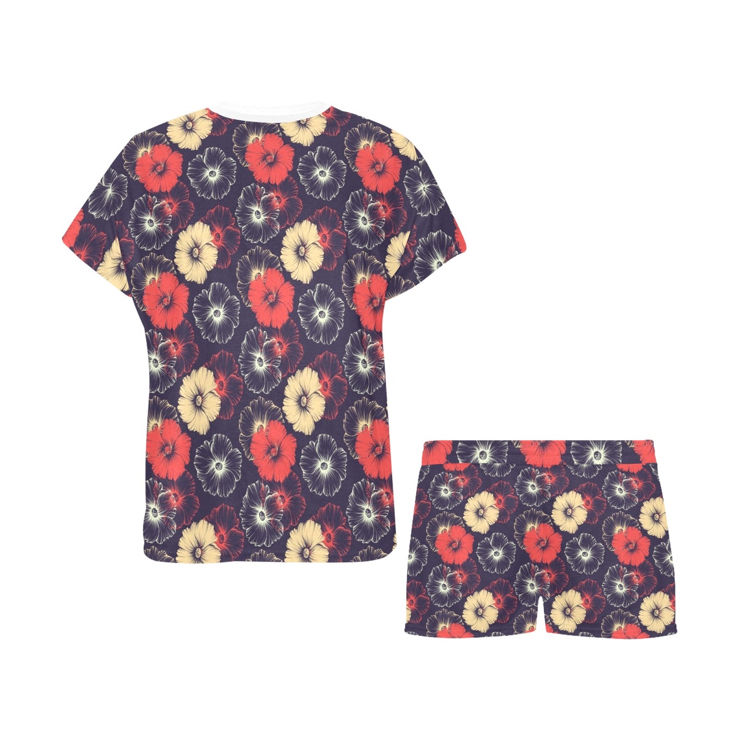Tropical Flower Print Design LKS302 Women's Short Pajama Set
