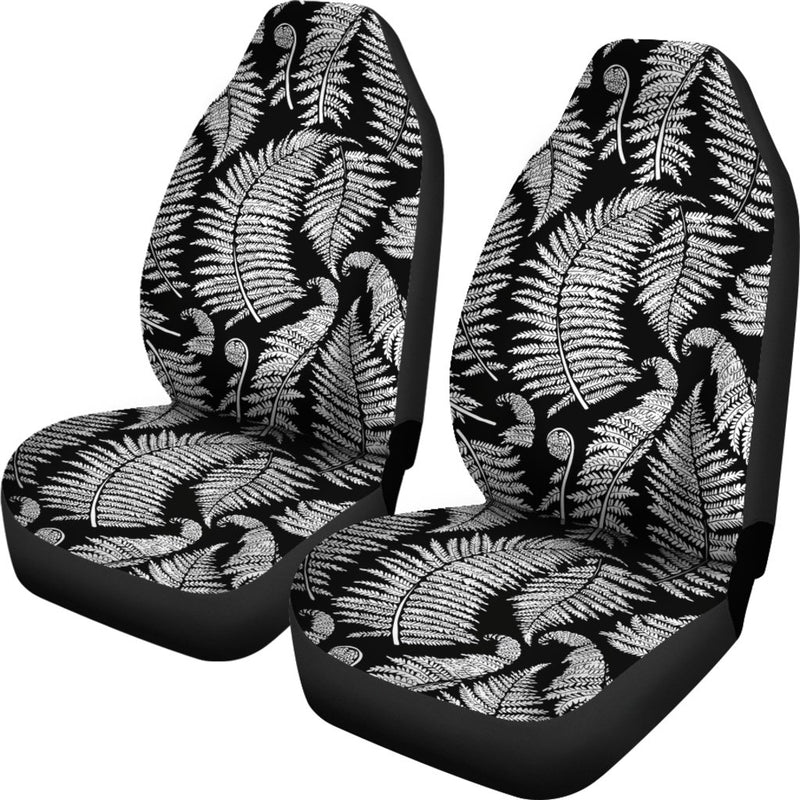 Fern Leave Black White Print Pattern Universal Fit Car Seat Covers