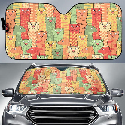 Ferret Pattern Print Design 01 Car Sun Shade-JORJUNE.COM