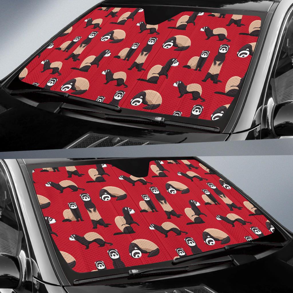 Ferret Pattern Print Design 02 Car Sun Shade-JORJUNE.COM