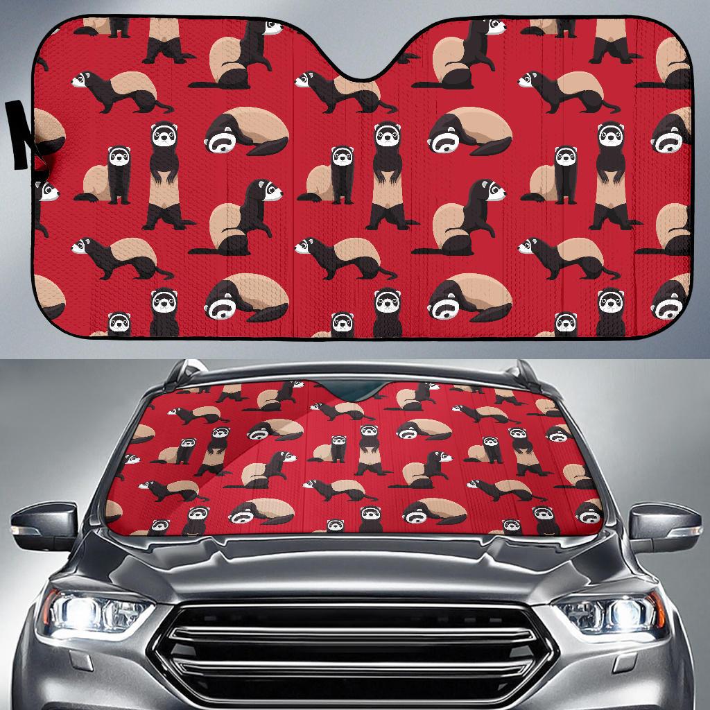 Ferret Pattern Print Design 02 Car Sun Shade-JORJUNE.COM