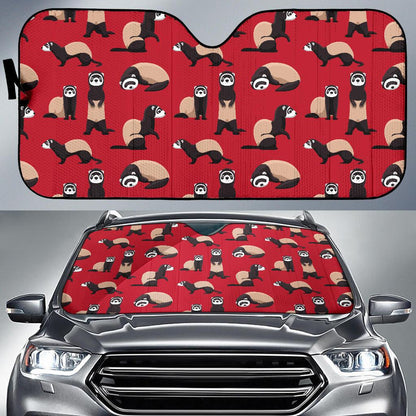 Ferret Pattern Print Design 02 Car Sun Shade-JORJUNE.COM