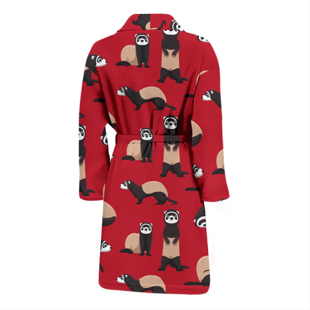 Ferret Pattern Print Design 02 Men Bathrobe-JORJUNE.COM
