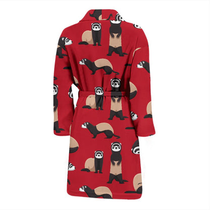 Ferret Pattern Print Design 02 Men Bathrobe-JORJUNE.COM