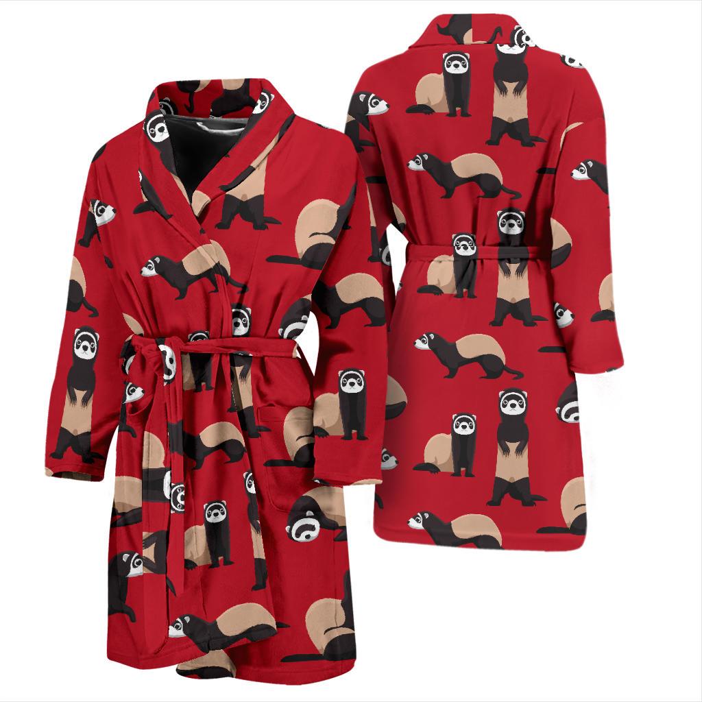 Ferret Pattern Print Design 02 Men Bathrobe-JORJUNE.COM