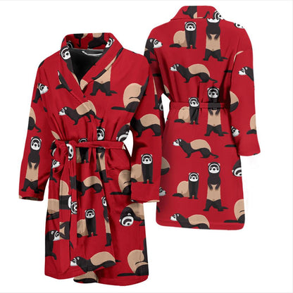 Ferret Pattern Print Design 02 Men Bathrobe-JORJUNE.COM