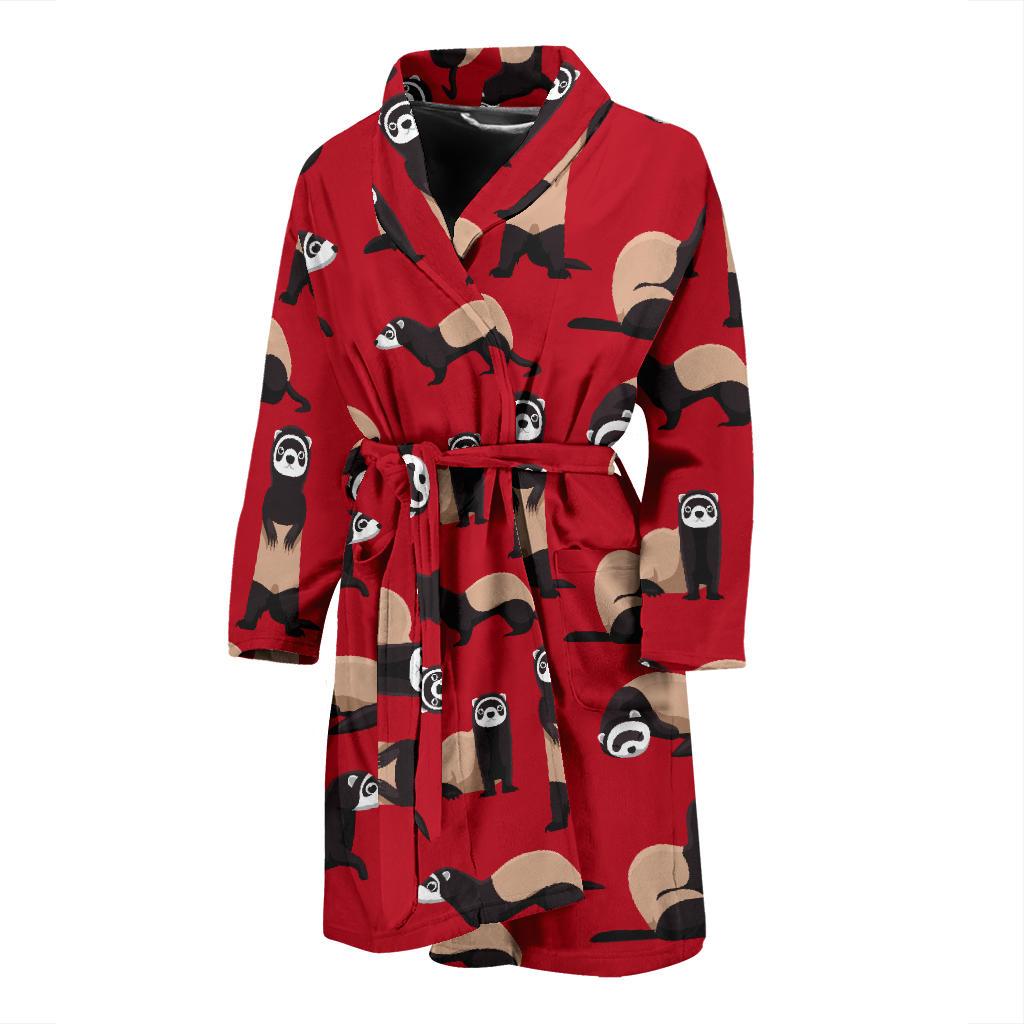 Ferret Pattern Print Design 02 Men Bathrobe-JORJUNE.COM