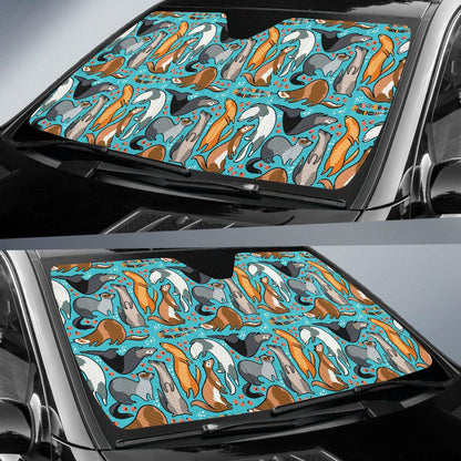 Ferret Pattern Print Design 03 Car Sun Shade-JORJUNE.COM