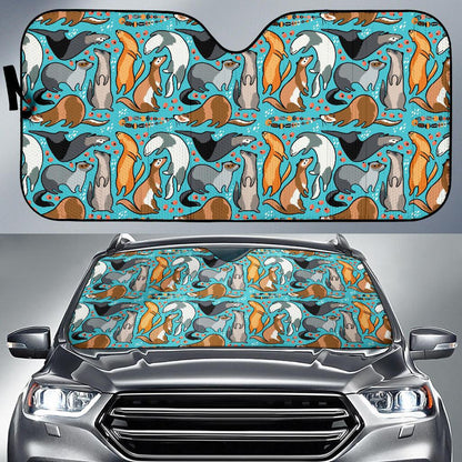 Ferret Pattern Print Design 03 Car Sun Shade-JORJUNE.COM