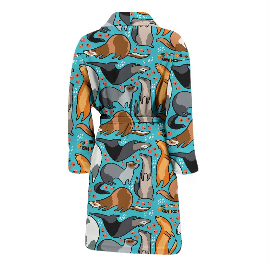 Ferret Pattern Print Design 03 Men Bathrobe-JORJUNE.COM