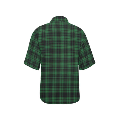 Green Tartan Plaid Pattern Women's Hawaiian Shirt