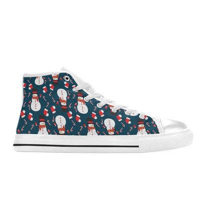 Snowman Print Design LKS301 High Top Women's White Shoes
