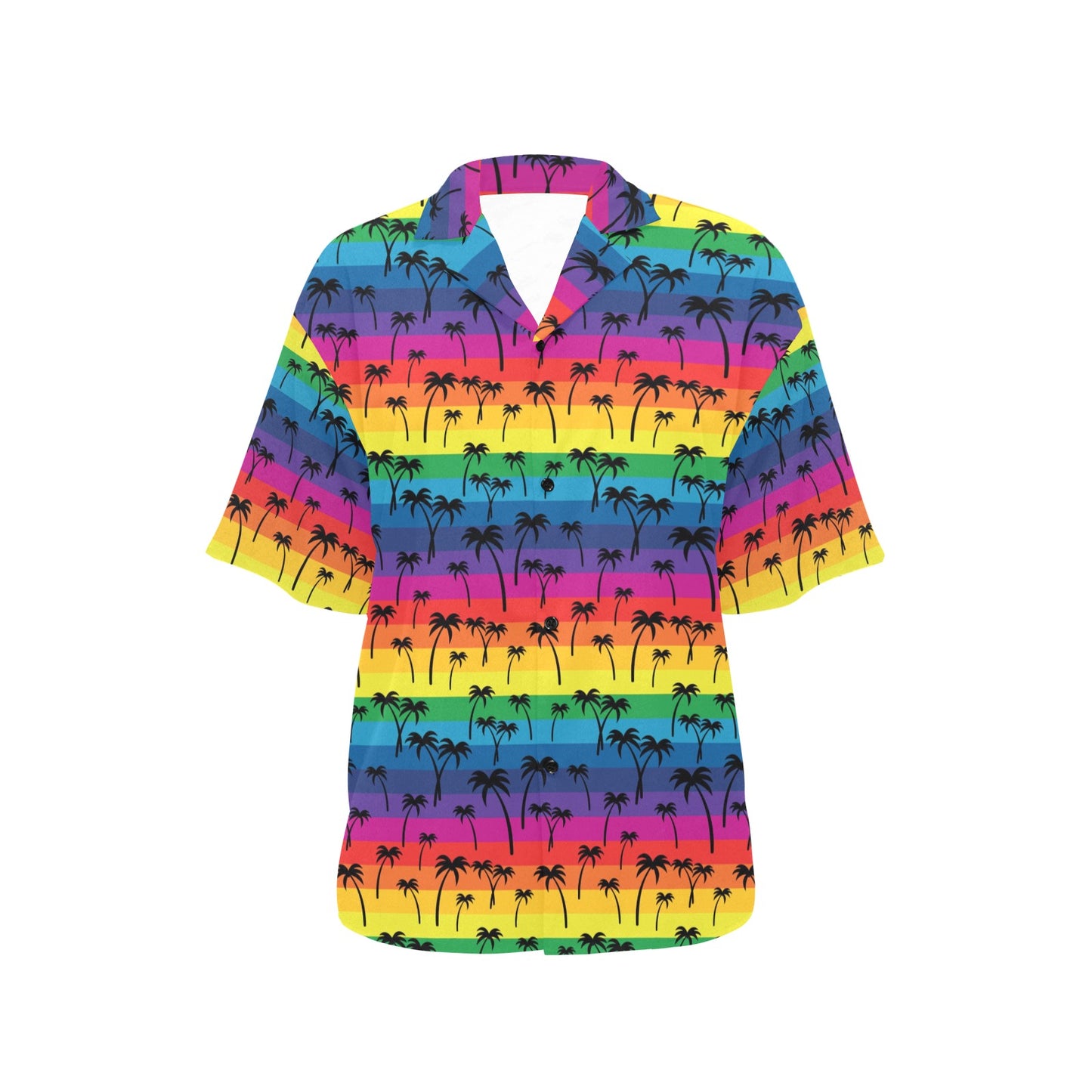 Palm Tree Rainbow Themed Print Women's Hawaiian Shirt