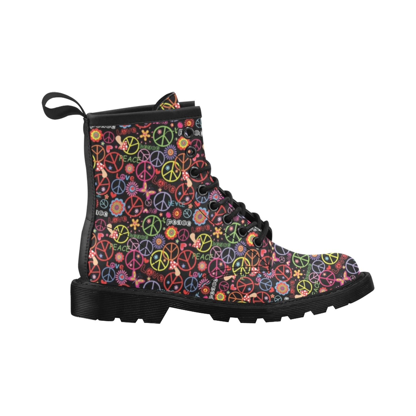 Peace Sign Colorful Design Print Women's Boots