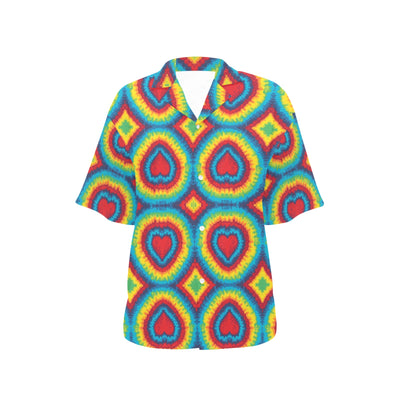 Tie Dye Heart shape Women's Hawaiian Shirt