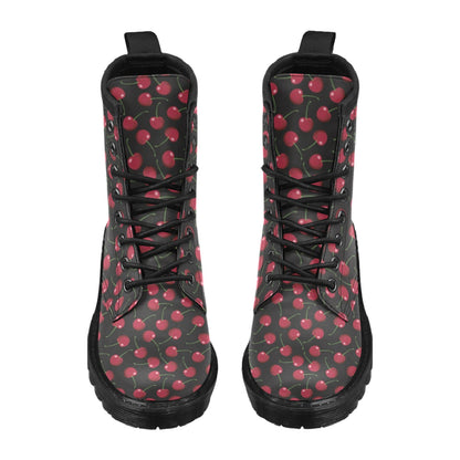 Cherry Black Background Women's Boots