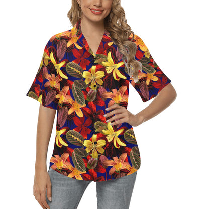 Lily Pattern Print Design LY014 Women's Hawaiian Shirt