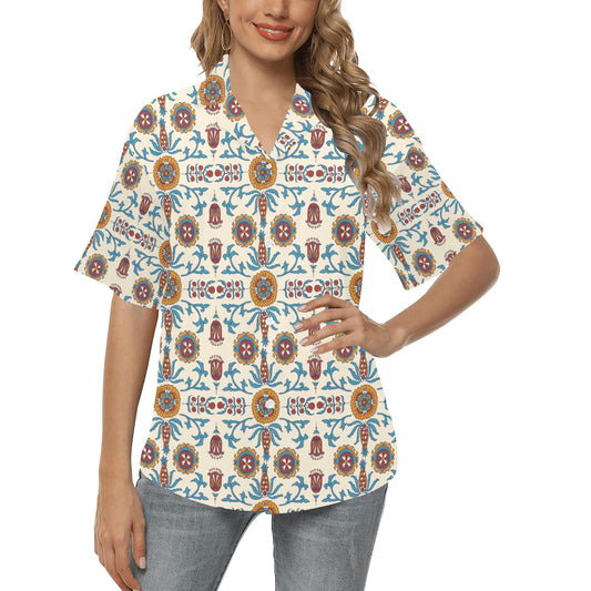 Suzani Print Design LKS301 Women's Hawaiian Shirt