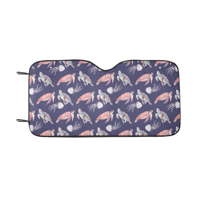 Sea Turtle With Jelly Fish Print Design LKS301 Car front Windshield Sun Shade