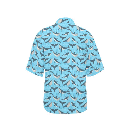 Whale Pattern Design Themed Print Women's Hawaiian Shirt