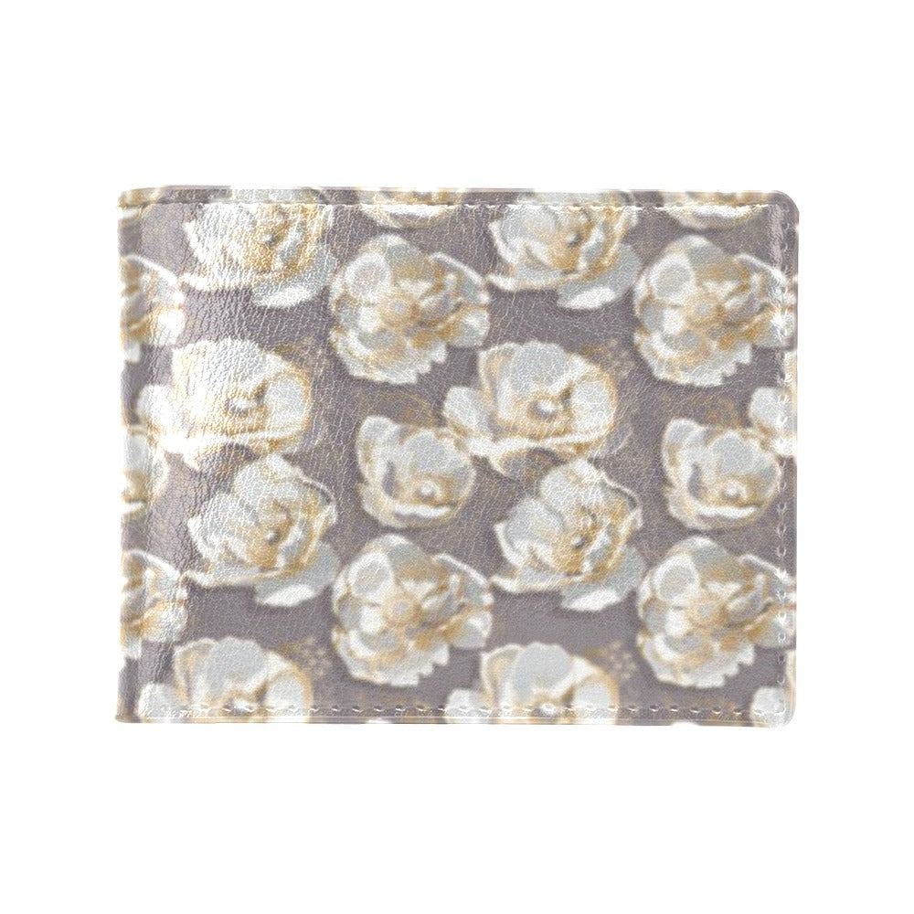 Elegant Grey Flower Print Men's ID Card Wallet