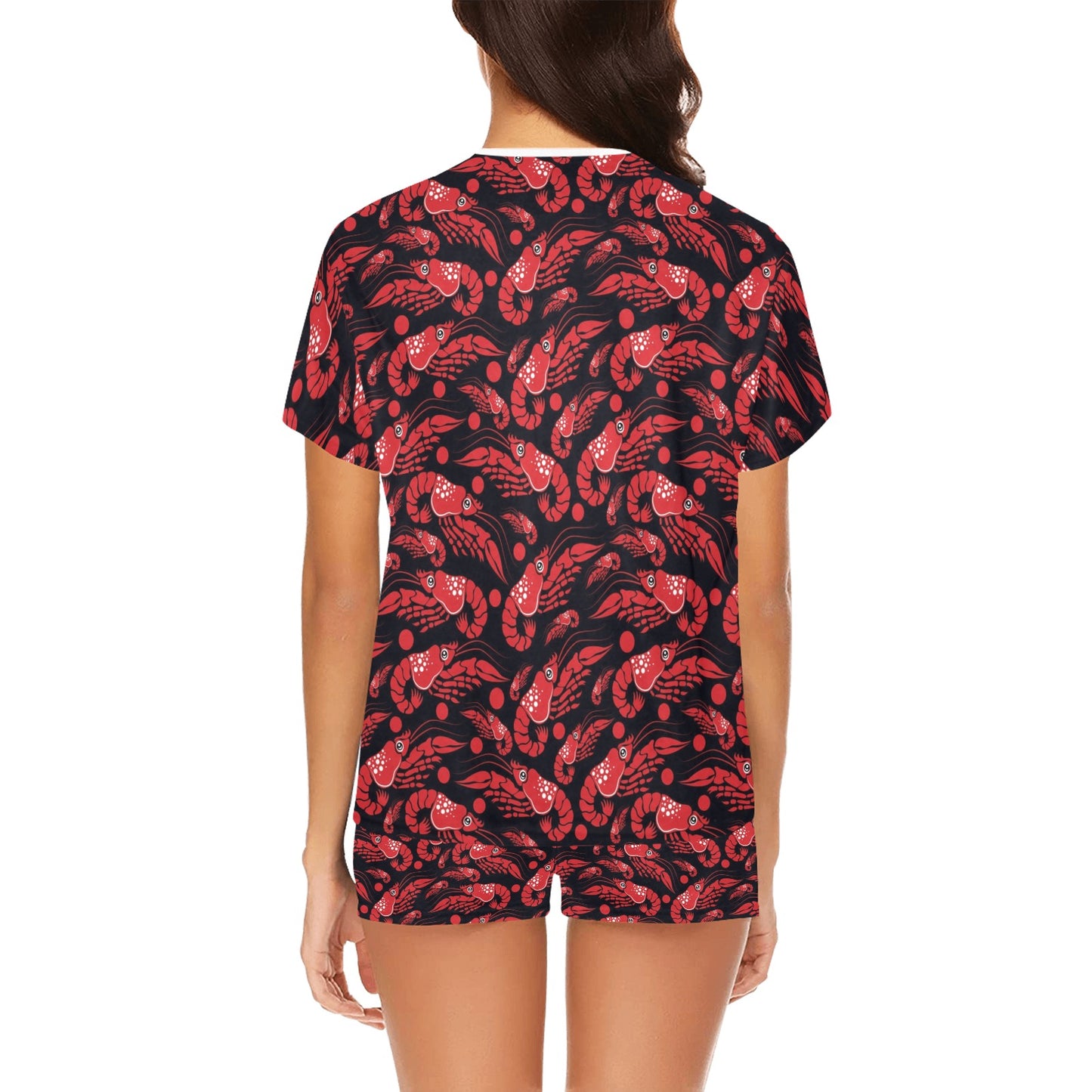 Shrimp Print Design LKS303 Women's Short Pajama Set