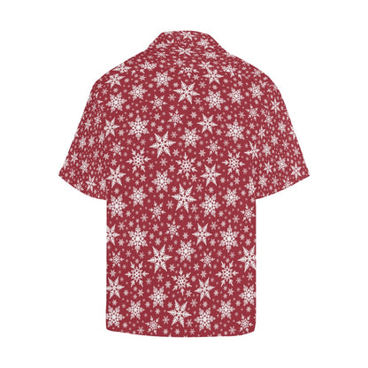 Snowflake Red Print Design LKS302 Men's Hawaiian Shirt