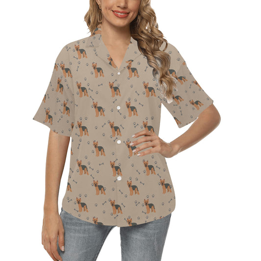 Yorkshire Terriers Print Design LKS305 Women's Hawaiian Shirt