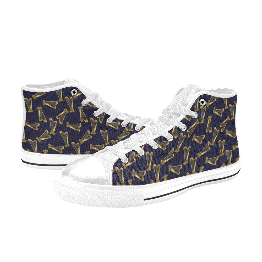 Harp Print Design LKS401 High Top Women's White Shoes
