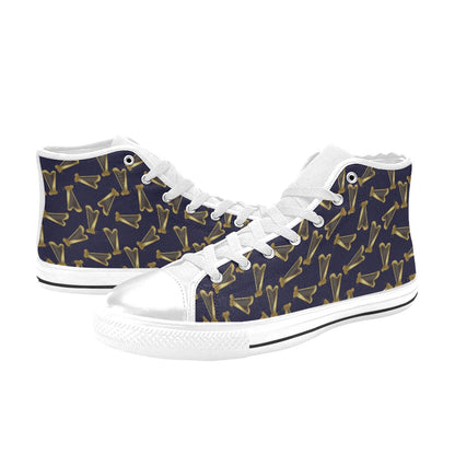 Harp Print Design LKS401 High Top Women's White Shoes
