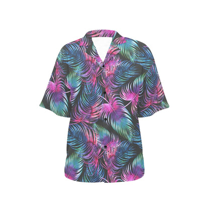 Palm Leaves Pattern Print Design PL010 Women's Hawaiian Shirt
