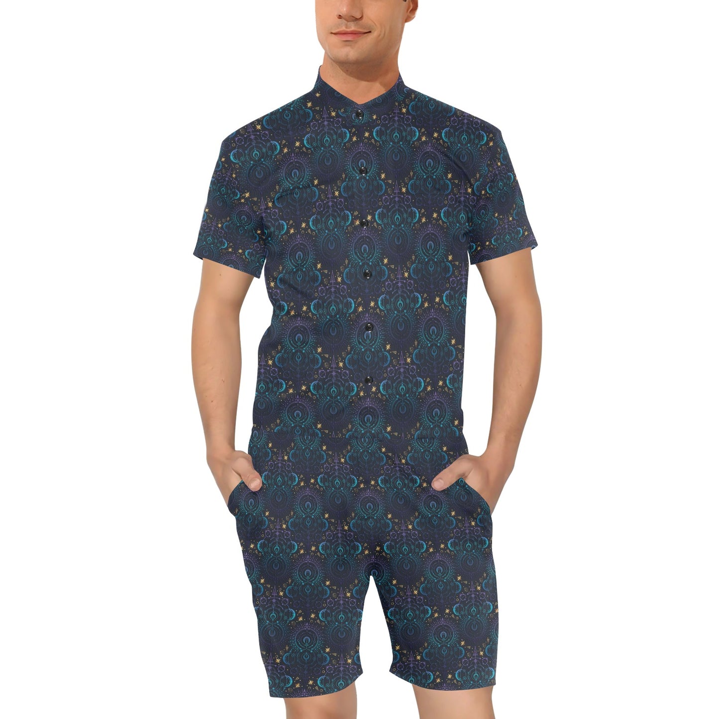 Celestial Pattern Print Design 06 Men's Romper