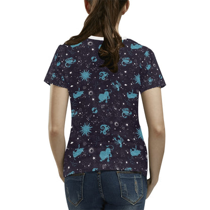 Zodiac Print Design LKS303 Women's  T-shirt
