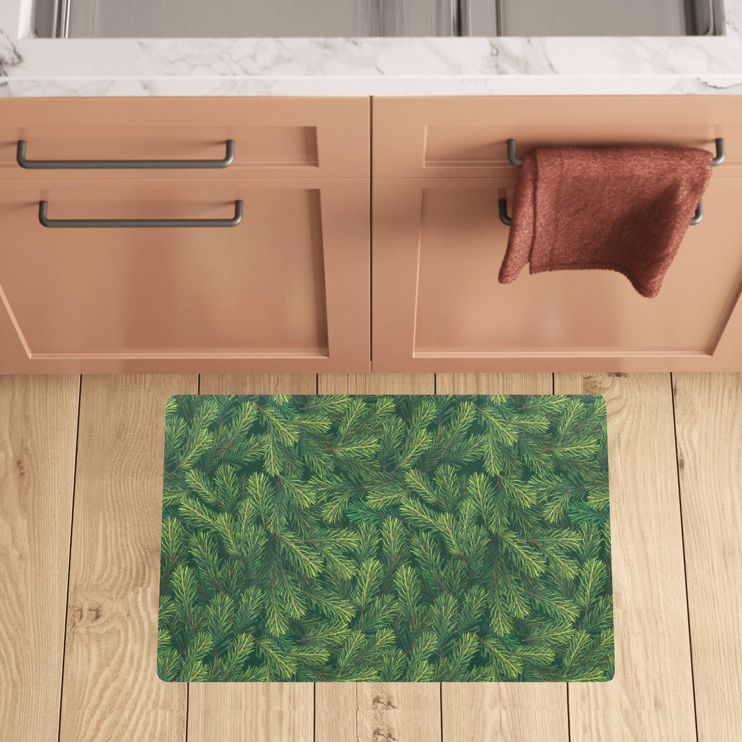 Christmas Tree Pattern Print Design 02 Kitchen Mat