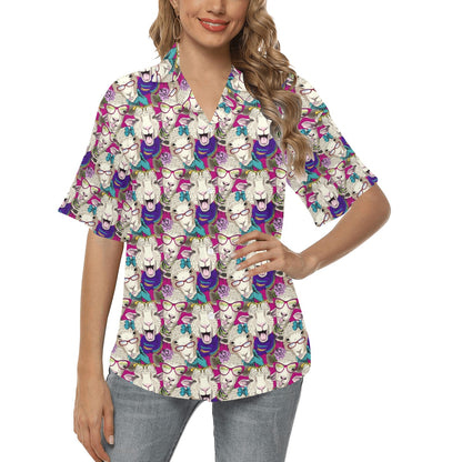 Sheep Print Design LKS403 Women's Hawaiian Shirt
