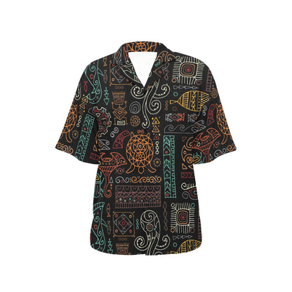 Polynesian Pattern Print Design A04 Women's Hawaiian Shirt