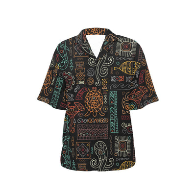 Polynesian Pattern Print Design A04 Women's Hawaiian Shirt