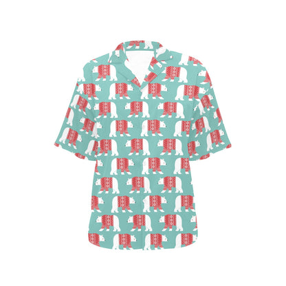 Polar Bear Pattern Print Design A04 Women's Hawaiian Shirt
