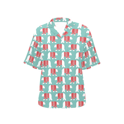 Polar Bear Pattern Print Design A04 Women's Hawaiian Shirt