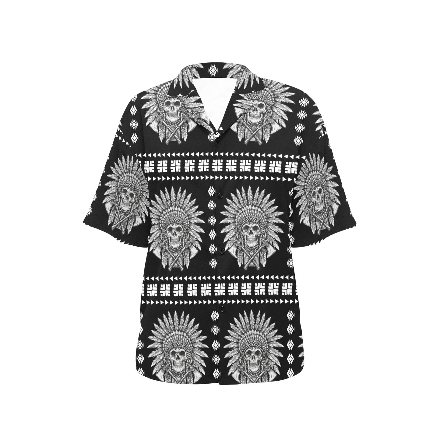 Native American Indian Skull Women's Hawaiian Shirt