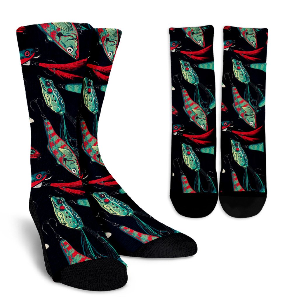 Fishing Bait Pattern Crew Socks