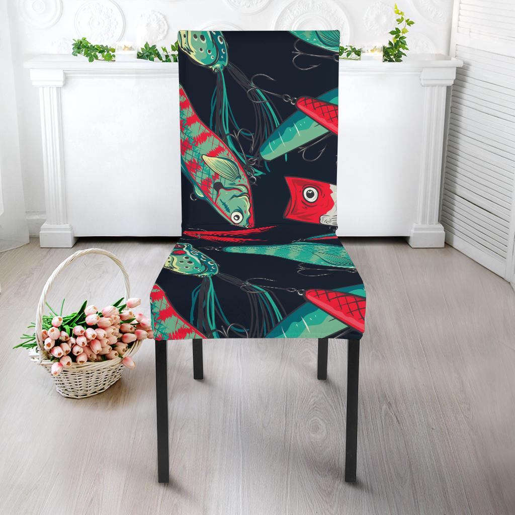 Fishing Bait Pattern Dining Chair Slipcover-JORJUNE.COM