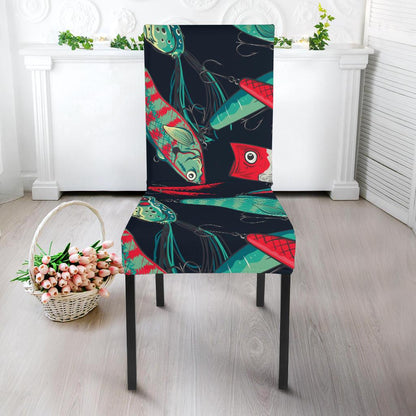 Fishing Bait Pattern Dining Chair Slipcover-JORJUNE.COM